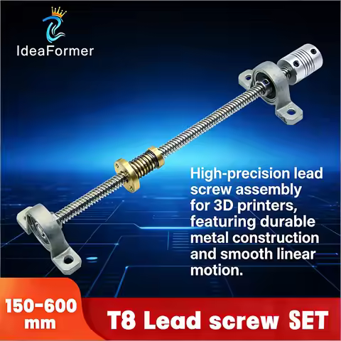 T8 Trapezoidal Lead Screw 150-600mm+Anti-Backlash Nut+KP08/KFL08 Bearing Bracket+5*8mm Flexible Coup