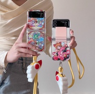 包郵 Samsung Galaxy Z Flip3 /Z Flip4 / Flip5 card captor sakura phone case with strap 百變小櫻三星手機殼連掛繩