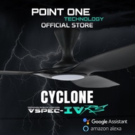 Cyclone VSPEC-IV RS (46"/52"/60") Carbon Black // Built-in SMART Ceiling Fan by Point One Technology