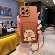 for iPhone 17 15 16 14 13 12 11 Pro Max 6 6S 7 8 Plus X XS Max XR Card Slot Strap Phone Case