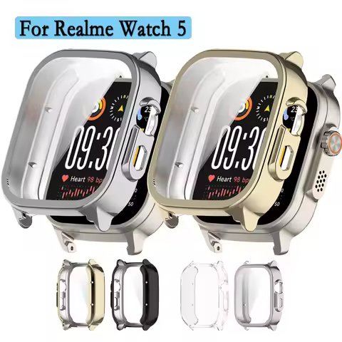 For Realme Watch 5 Shell Durable and Soft TPU All-Full Protective Watch Cover Protection Frame Case 