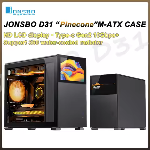 JONSBO Pinecone D31 M-ATX Computer Case Mesh Side Transparent ATX With Display Screen Games Chassis 