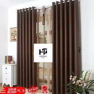 Plain Velvet Blackout Curtains with Premium Imported Wood Grain, Front and Back, Glossy Smokering Mo