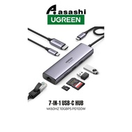 UGREEN 7-IN-1 USB-C HUB 4K60HZ 10GBPS PD100W 1*HDMI, 2*USB-C, 1*USB-A, 1*SD/TF Card Slots (UG-CM511-
