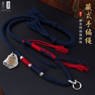 Hand-woven Buddhist brand rope navy blue Buddhist brand Thangka lanyard national wind necklace TG156