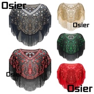 OSIER1 Flapper Shawl, Polyester Yarn Dress Accessory Sequin Shawl,  Sequin Beaded Mesh Cover Up Dress Shawl Women