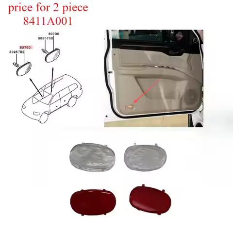 2 Piece White or Red Door Lamp Lens for Pajero Sport Kh Perfect Match OEM 8411A001 07-14 for Triton 
