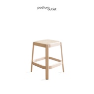 Podium Outlet | เก้าอี้สตูลไม้จริง ที่นั่งหวาย รุ่น CANE LOW STOOL 01 สี WHITE NATURAL