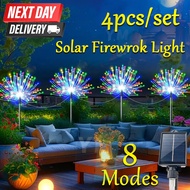 4pcs/Set Solar Firework Lights Diwali Lights Outdoor Waterproof 8 Modes Lighting For Diwali Deepaval