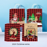 4/8pcs Christmas Gift Bags Assorted Sizes, Christmas Kraft Paper Bags, Small Christmas Gift Bags With Handles, Wrapping Paper Christmas Bundle , Party Gift Supplies,  3NN9