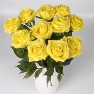 Premium Bunga Mawar Artificial PU Latex Import-Yellow Lime