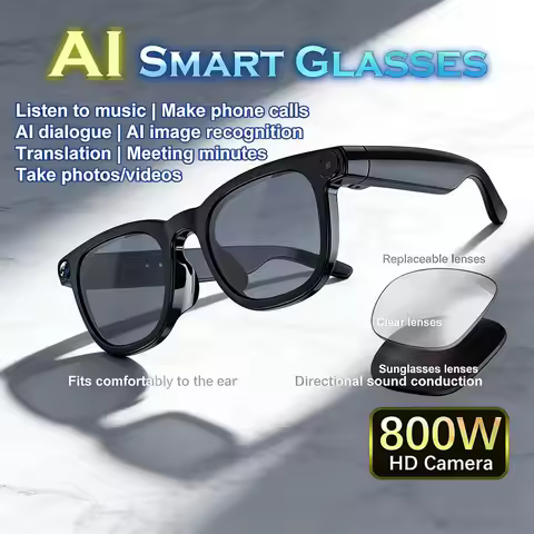 AI Smart Glasses 8MP Cam Rec 100+ Lang Translator BT Call Music Sunglasses Unisex 2026