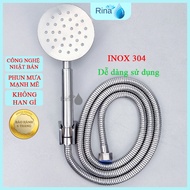 Bộ Tay Sen Tắm Vòi Tròn 100% INOX 304 RN219 Và Dây Sen Cài Sen HÀNG CAO CẤP Tay Sen Nước Phun Xa Mạn
