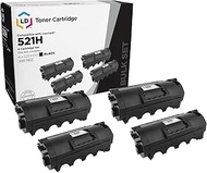 LD Compatible Toner Cartridge Replacements for Lexmark 521H 52D1H00 High Yield (Black, 4-Pack)