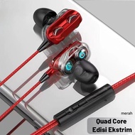 Super 4D Bass Double Speaker Headset Wired 3.5mm Earphone In-ear/Hanging-ear Headset