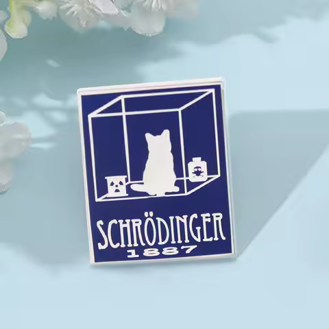 Creative Schrödinger's Cat Science Concept Brooch Quantum Physics Experiment Metal Badge Student Sch