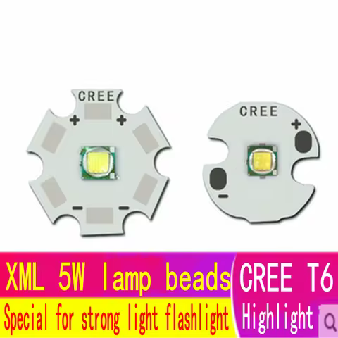 cree xml t6 strong light flashlight 5W LED lamp beads 5050 patch white LED lamp beads 5W lamp beads 