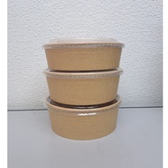 (50pcs) 1100ml/1300ml/1500ml Brown Kraft Paper Bowl Disposable Containers Box