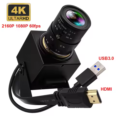 ELP 8MP 2160P 1080P 60fps Webcam Digital Zoom 2X Manual Varifocus Lens UVC IMX415 Color 4K USB3.0 Ca