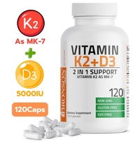 Bronson Vitamin K2 (MK7) with D3 5000 IU Vitamin D3 & 90 mcg Vitamin K2 MK-7 120 Capsules