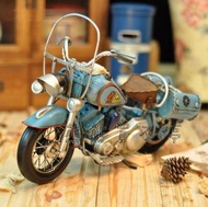 &lt;在台現貨&gt; 鐵製 美式鄉村風 手工復古摩托車 1969年 捕夢網 塗裝 印地安重機模型 摩托車模型