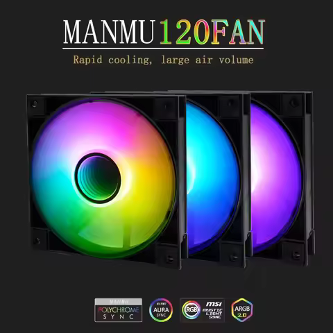 MANMU 12V Computer Fan Controller Computer Pc Fan 120mm Infinity Mirror Argb Cooling Fan Gaming For 