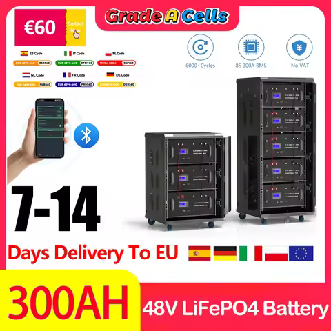 LiFePO4 48V 300Ah 15KW Battery 51.2V 100Ah 200Ah 5KW Bluetooth 16S 200A BMS CAN RS485 ＞6000 Cycles F