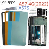 For OPPO A57 4G(2022) / A57S Back Cover Back Door Middle Frame With Side button Back Cover With Lens
