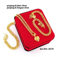 Set Rantai Dunhill +Loket ❤ + Gelang Tangan | Emas Bangkok cop 916