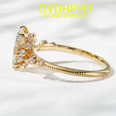 4 CT Real 14K gold IGI Lab grown Diamond Ring Marquise shape Diamond wedding ring Factory Engagement