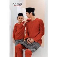 Aryan Yazeed Baju Melayu Ayah Anak | Baju Melayu Brick Orange | Baju Melayu Teluk Belanga | Baju Mel