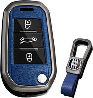 KUNIO Key Case Suitable for Opel Crossland X Zafira Corsa F Fits Peugeot 5008 208 308 Fits Citroen C3 C4 Cactu Flip Key Cover Metal Key Cover Protective Case B Blue