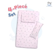AIRY (แอรี่) เซ็ตเครื่องนอน 4 ชิ้น - เบาะหายใจผ่านได้ขนาด L70 ผ้าปูที่นอน หมอนข้างไซส์ S แผ่นรองศีรษ