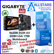 (ALLSTARS : CPU+Mainboard DIY Bundle) Gigabyte B760M-DS3H-AX DDR4 LGA1700 Mainboard + Intel Core i3 12100, 13100, Core i5 12400, 12400F, 13400, 13400F, Core i7 12700, 12700F, 13700, 13700F 12Gen / 13Gen LGA1700 Box Processor Bundle Promo (Warranty 3years)