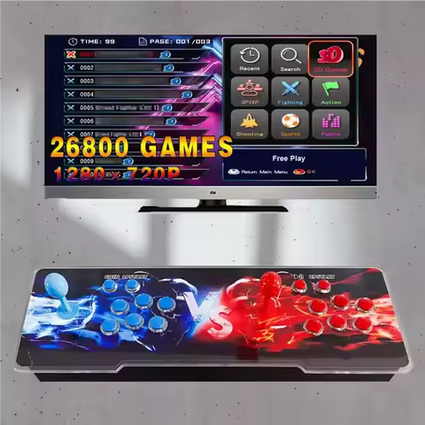 26800 in 1 Pandora box arcade console 2025 3D Retro Arcade Game Console Cabinet Bartop 8 Way Joystic