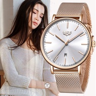 [Aishang watch industry]LIGE Womens Watches Top Brand Luxury Waterproof Watch Fashion Ladies Stainless Steel Ultra Thin Casual Wristwatch นาฬิกาควอตซ์