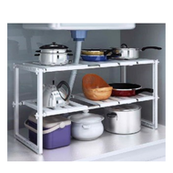 Expandable 2 Layers Stainless Steel Under the Sink Rack / Shelf Organizer Shelf for Kitchen and Bathroom