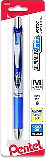 Pentel EnerGel Deluxe RTX Retractable Liquid Gel Pen, 0.7mm, Metal Tip, Blue Ink, 1 Pack (BL77BPC)