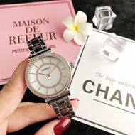 Fossil wristwatch quartz movement stainless steel strap nacre dial women's watch with studded diamond fashion Casual All @