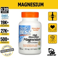 Doctor's Best, Magnesium Glycinate 200mg High Absorption 100% Chelated with Albion Minerals, 100mg