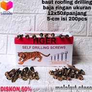 baut baja ringan roofing/drilling 12x50 panjang 5cm isi 50pcs baut roofing/drilling baja ringan ukur