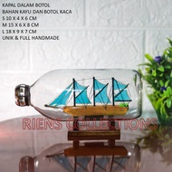 RIENS COLLECTIONS. SHIP SOUVENIR DECORATIONS IN A BOTTLE SIZE M 15 CM X 6 CM X 8 CM
