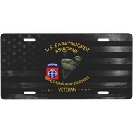 Us Paratrooper 82nd Airborne Division Veteran Personalized Front Aluminum License Plate Suitable for