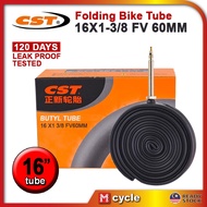 CST 16 X 1-3/8 FV 60MM Folding Bike 16in Bicycle Inner Tube Presta Valve Sizing 16" Butyl Tubes