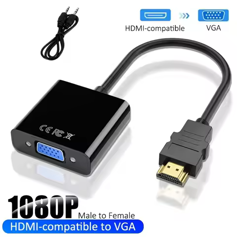1080P HDMI Adapter Display Port HDMI to VGA Adapter Cable Male to Female Converter For PC Computer L