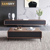 SANSHY Tv Console Straw Nordic Living Room Cabinet Modern Minimalist Coffee Table Combination Set High-foot Style Integrated Floor SA001