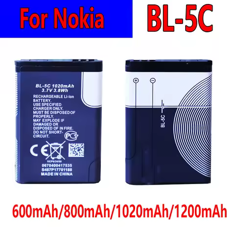 1020mah BL 5C Phone Battery For Nokia BL-5C 1100 1110 1200 1208 1280 1600 2600 2700 3100 3110 5130 6