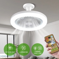 Kipas Angin Gantung Langit Seville พร้อมรีโมทคอนโทรลและพัดลมหลอดไฟ LED ฐานตัวแปลง E27 Kipas Angin Ga