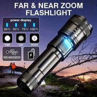 Ultra Bright LED Tactical Flashlight – White Laser Torch with 3 Modes, USB Rechargeable, Zoomable, W
