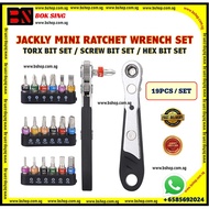 JACKLY 19PCS MINI RATCHET WRENCH SET / INCLUDE TORX BIT SET / HEX BIT SET / SCREW BIT SET